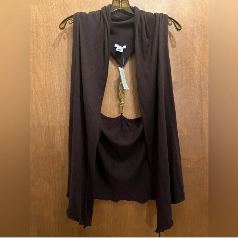 NWT Cache Brown Open Front Sleeveless Duster